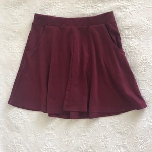 ***Maroon Cotton On Circle Skirt with Pockets***